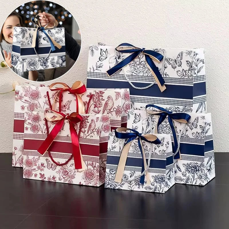 Floral Gift Bags | Fashion Tote with Ribbon for Clothing & Gifts - Merelux Store