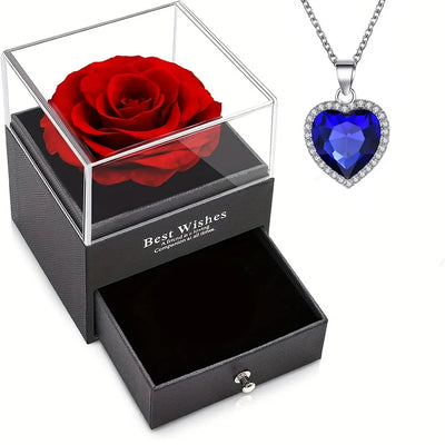 Eternal Rose Heart Necklace Gift Box for Women, Mother - Merelux Store