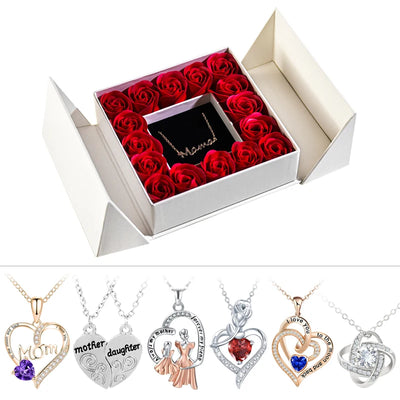 Pendant Necklace & Eternal Rose Box | Great for Mother’s Day & Anniversaries - Merelux Store