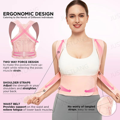 JUSTLANG Posture Corrector & Lumbar Support Brace for Adults - Merelux Store