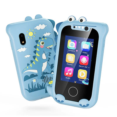Kids smart camera with dual lens, music player, and touchscreen interface