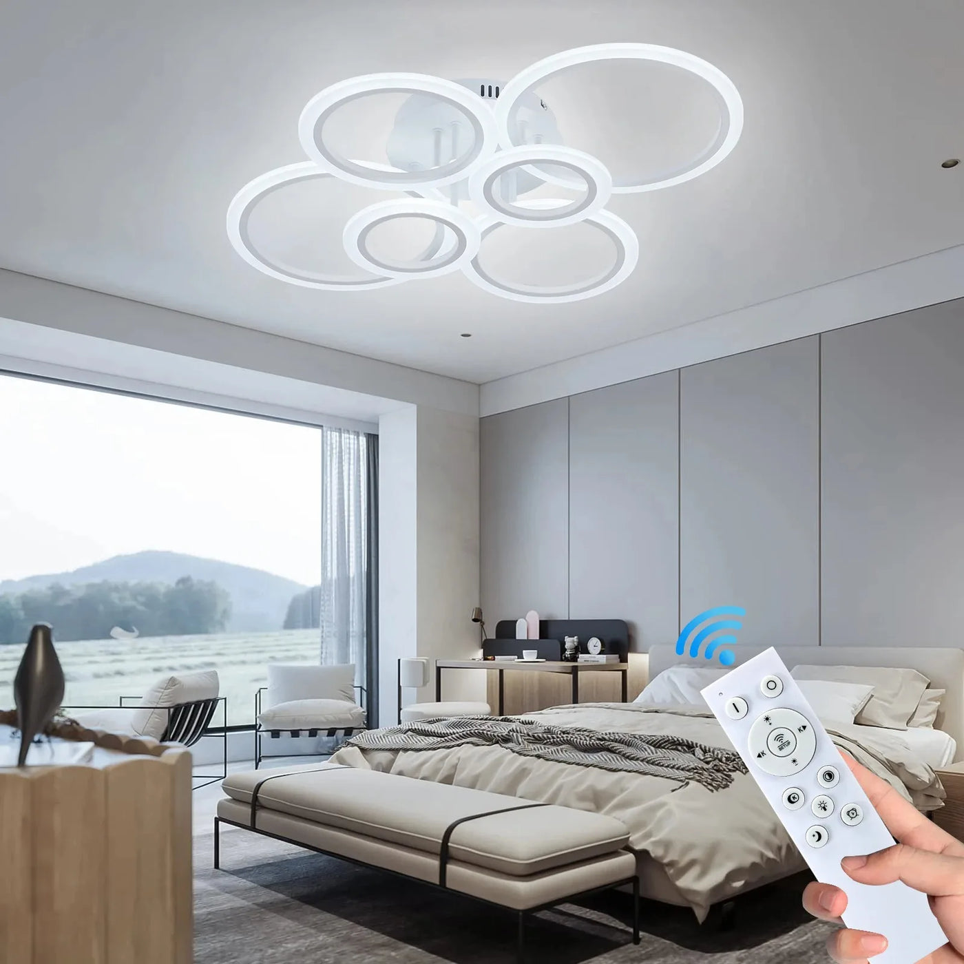 Modern LED Ring Chandelier | Ceiling Light for Living & Bedroom - Merelux Store